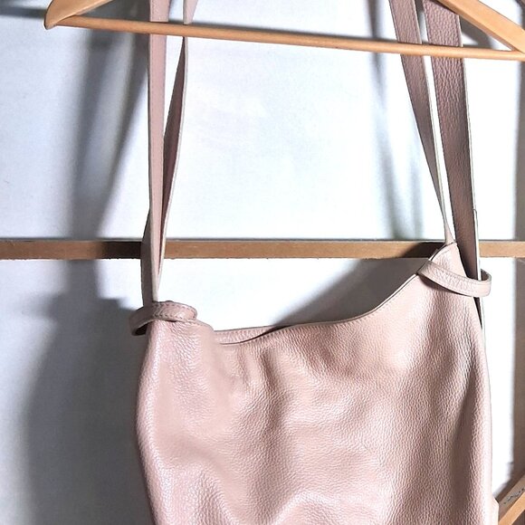 Extra Large L. Credi Italian Leather Pebbled Pink Backpack Crossbody Bag - Picture 2 of 3